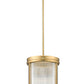 Z-Lite Carnaby 10" 3-Light Modern Gold Steel and Clear Ribbed Glass Shade Pendant Light