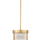 Z-Lite Carnaby 10" 3-Light Modern Gold Steel and Clear Ribbed Glass Shade Pendant Light