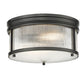 Z-Lite Carnaby 13" 2-Light Matte Black Steel and Clear Ribbed Glass Shade Flush Mount Lighting