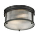 Z-Lite Carnaby 13" 2-Light Matte Black Steel and Clear Ribbed Glass Shade Flush Mount Lighting