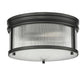 Z-Lite Carnaby 13" 2-Light Matte Black Steel and Clear Ribbed Glass Shade Flush Mount Lighting