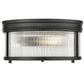 Z-Lite Carnaby 13" 2-Light Matte Black Steel and Clear Ribbed Glass Shade Flush Mount Lighting