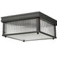 Z-Lite Carnaby 13" 2-Light Matte Black Steel and Clear Ribbed Glass Shade Squared Shape Flush Mount Lighting