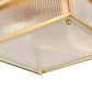 Z-Lite Carnaby 13" 2-Light Modern Gold Steel and Clear Ribbed Glass Shade Squared Shape Flush Mount Lighting