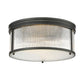 Z-Lite Carnaby 18" 4-Light Matte Black Steel and Clear Ribbed Glass Shade Flush Mount Lighting