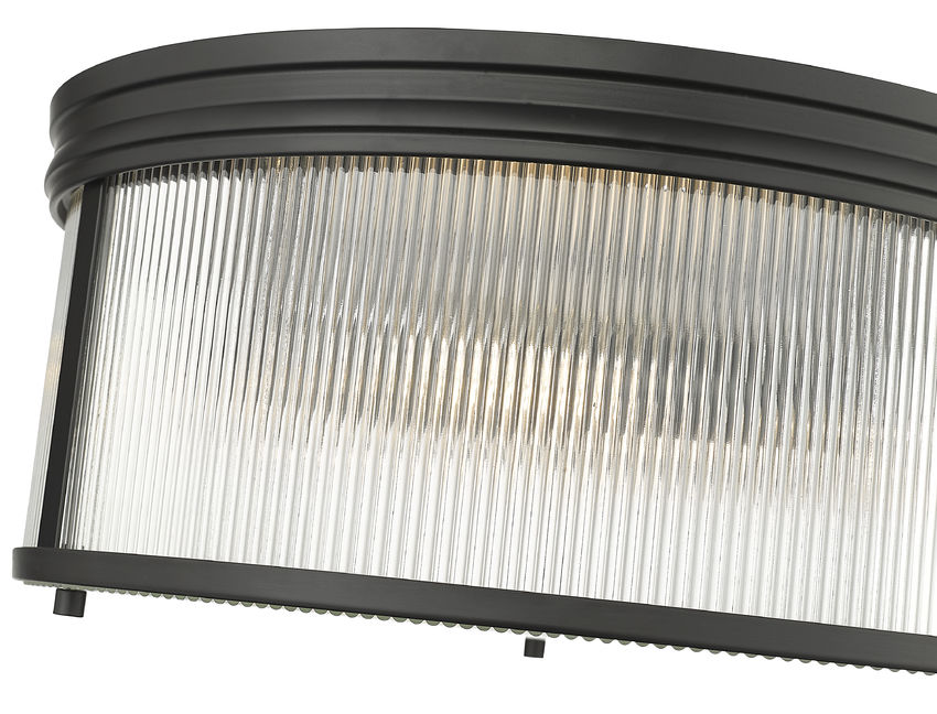 Z-Lite Carnaby 18" 4-Light Matte Black Steel and Clear Ribbed Glass Shade Flush Mount Lighting