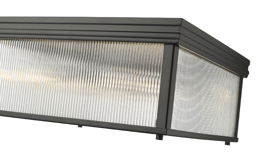 Z-Lite Carnaby 18" 4-Light Matte Black Steel and Clear Ribbed Glass Shade Squared Shape Flush Mount Lighting