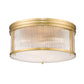 Z-Lite Carnaby 18" 4-Light Modern Gold Steel and Clear Ribbed Glass Shade Flush Mount Lighting