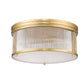 Z-Lite Carnaby 18" 4-Light Modern Gold Steel and Clear Ribbed Glass Shade Flush Mount Lighting