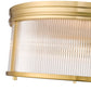 Z-Lite Carnaby 18" 4-Light Modern Gold Steel and Clear Ribbed Glass Shade Flush Mount Lighting