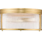 Z-Lite Carnaby 18" 4-Light Modern Gold Steel and Clear Ribbed Glass Shade Flush Mount Lighting