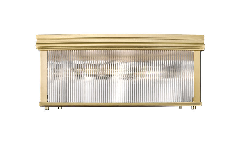 Z-Lite Carnaby 18" 4-Light Modern Gold Steel and Clear Ribbed Glass Shade Squared Shape Flush Mount Lighting