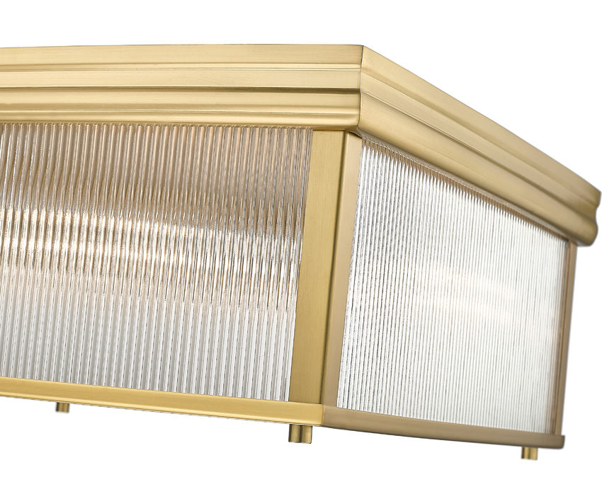 Z-Lite Carnaby 18" 4-Light Modern Gold Steel and Clear Ribbed Glass Shade Squared Shape Flush Mount Lighting