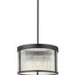 Z-Lite Carnaby 18" 5-Light Matte Black Steel and Clear Ribbed Glass Shade Pendant Light