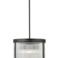 Z-Lite Carnaby 18" 5-Light Matte Black Steel and Clear Ribbed Glass Shade Pendant Light