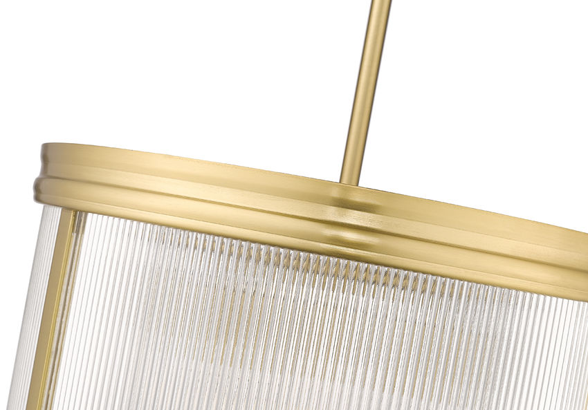 Z-Lite Carnaby 18" 5-Light Modern Gold Steel and Clear Ribbed Glass Shade Pendant Light