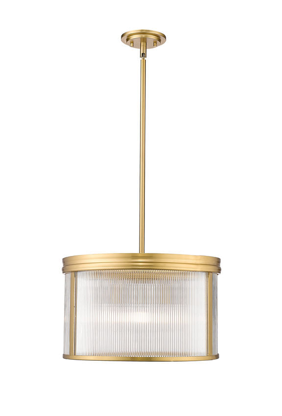 Z-Lite Carnaby 18" 5-Light Modern Gold Steel and Clear Ribbed Glass Shade Pendant Light