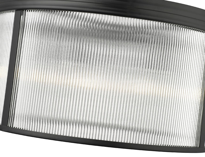 Z-Lite Carnaby 24" 6-Light Matte Black Steel and Clear Ribbed Glass Shade Chandelier