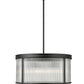 Z-Lite Carnaby 24" 6-Light Matte Black Steel and Clear Ribbed Glass Shade Chandelier