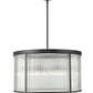 Z-Lite Carnaby 32" 9-Light Matte Black Steel and Clear Ribbed Glass Shade Chandelier