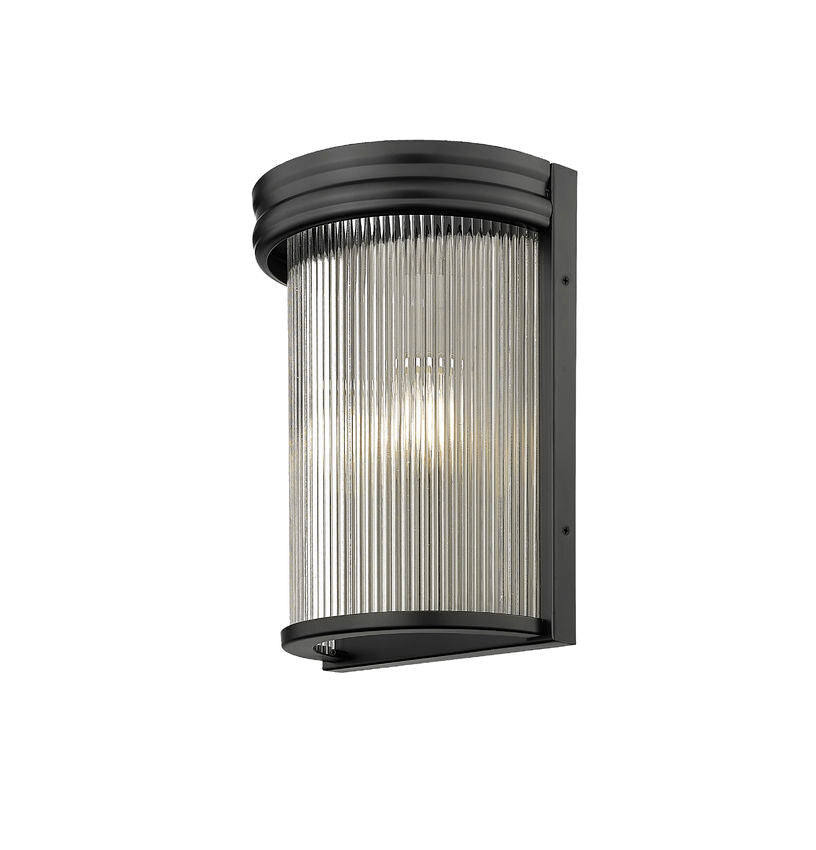 Z-Lite Carnaby 5" 2-Light Matte Black Steel and Clear Ribbed Glass Shade Wall Sconce