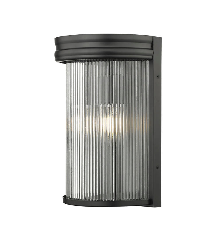 Z-Lite Carnaby 5" 2-Light Matte Black Steel and Clear Ribbed Glass Shade Wall Sconce