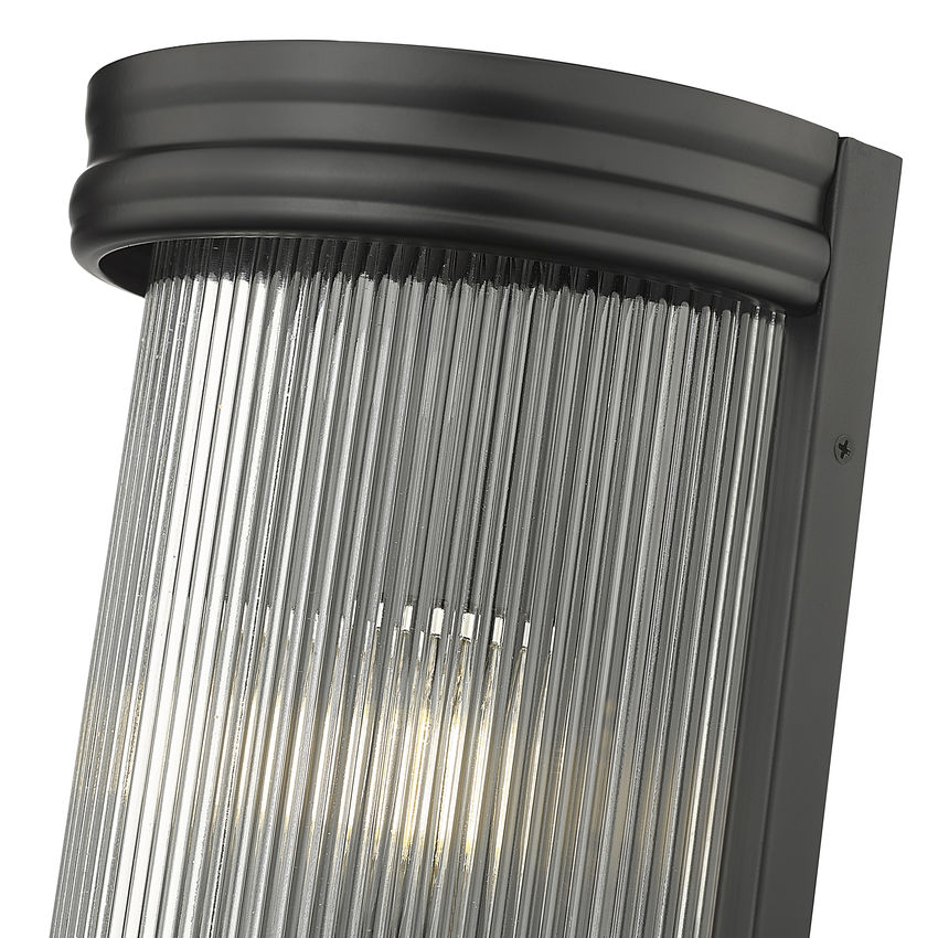 Z-Lite Carnaby 5" 2-Light Matte Black Steel and Clear Ribbed Glass Shade Wall Sconce