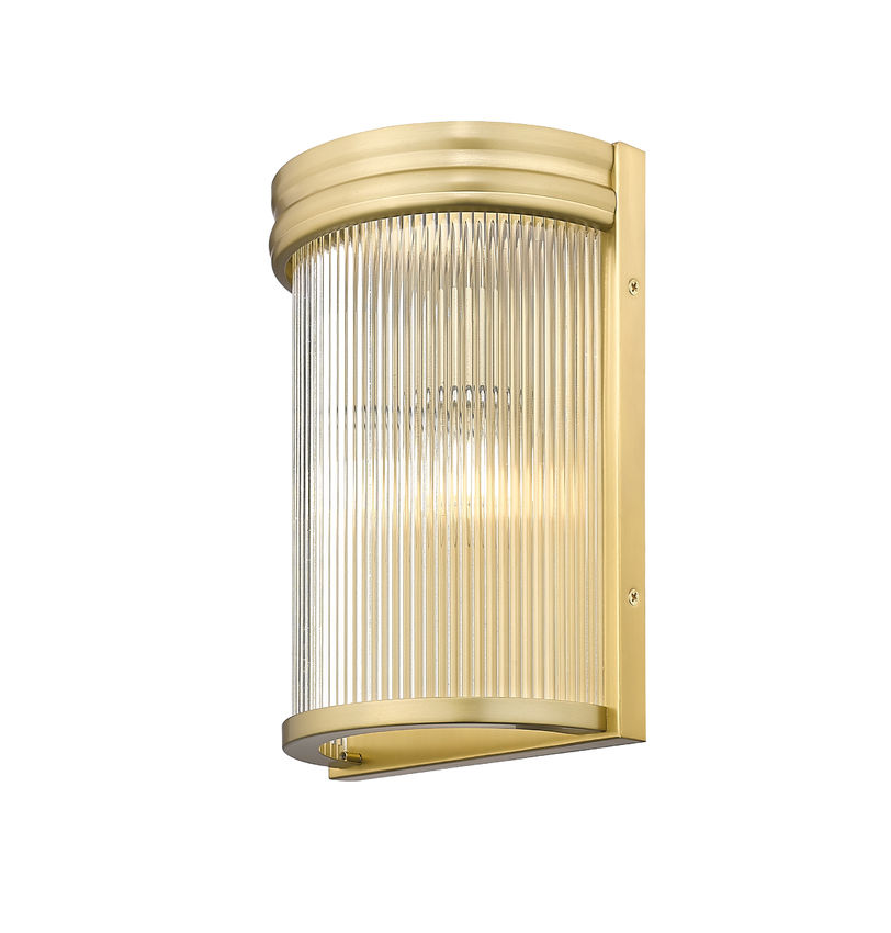 Z-Lite Carnaby 5" 2-Light Modern Gold Steel and Clear Ribbed Glass Shade Wall Sconce