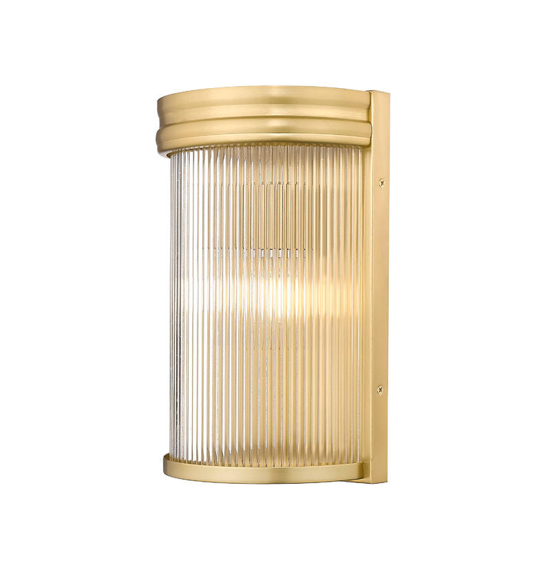 Z-Lite Carnaby 5" 2-Light Modern Gold Steel and Clear Ribbed Glass Shade Wall Sconce