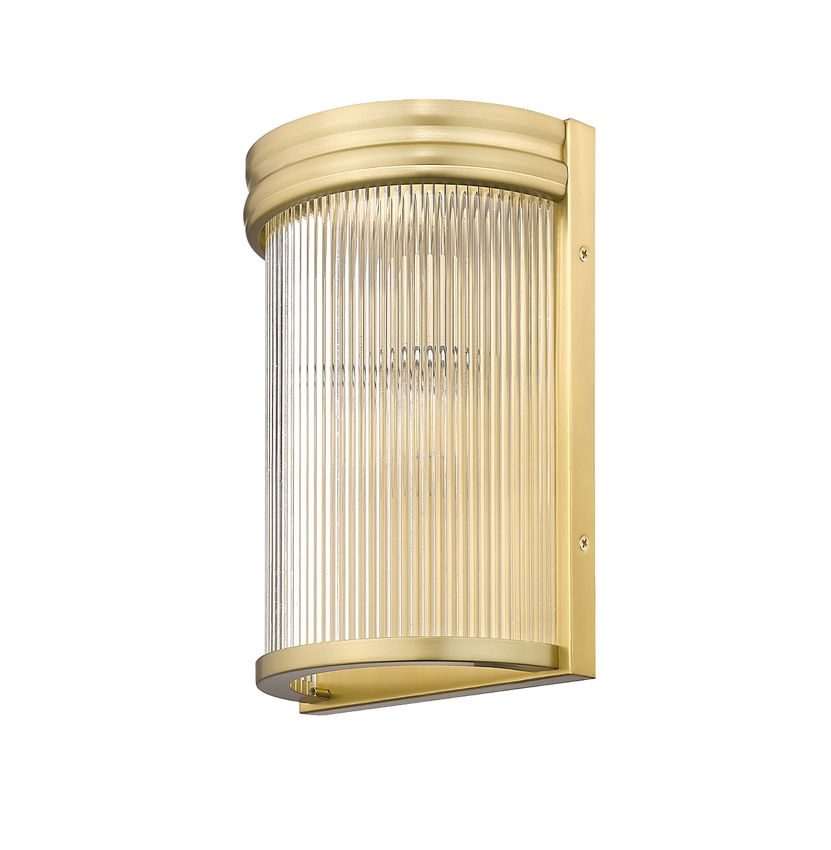 Z-Lite Carnaby 5" 2-Light Modern Gold Steel and Clear Ribbed Glass Shade Wall Sconce