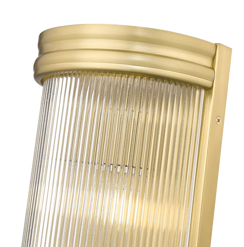 Z-Lite Carnaby 5" 2-Light Modern Gold Steel and Clear Ribbed Glass Shade Wall Sconce