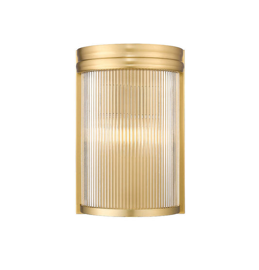 Z-Lite Carnaby 5" 2-Light Modern Gold Steel and Clear Ribbed Glass Shade Wall Sconce