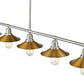 Z-Lite Casa 8" 5-Light Brushed Nickel Island Light With Factory Brass Steel Shade