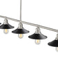 Z-Lite Casa 8" 5-Light Brushed Nickel Island Light With Matte Black Steel Shade
