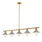 Z-Lite Casa 8" 5-Light Factory Brass Island Light With Brushed Nickel Steel Shade