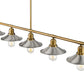 Z-Lite Casa 8" 5-Light Factory Brass Island Light With Brushed Nickel Steel Shade