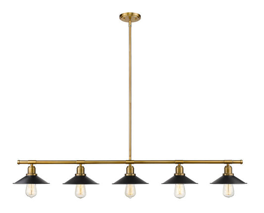 Z-Lite Casa 8" 5-Light Factory Brass Island Light With Matte Black Steel Shade