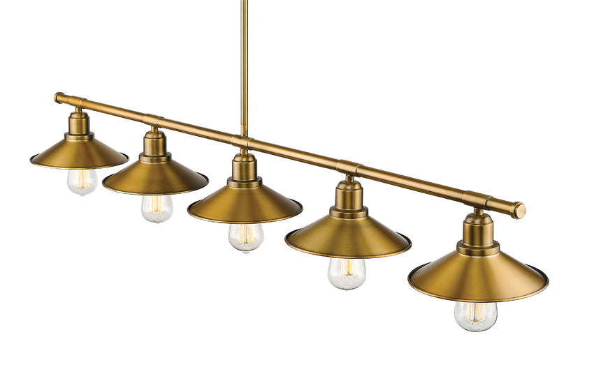 Z-Lite Casa 8" 5-Light Factory Brass Steel Island Light