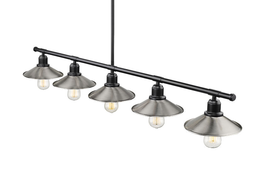 Z-Lite Casa 8" 5-Light Matte Black Island Light With Brushed Nickel Steel Shade