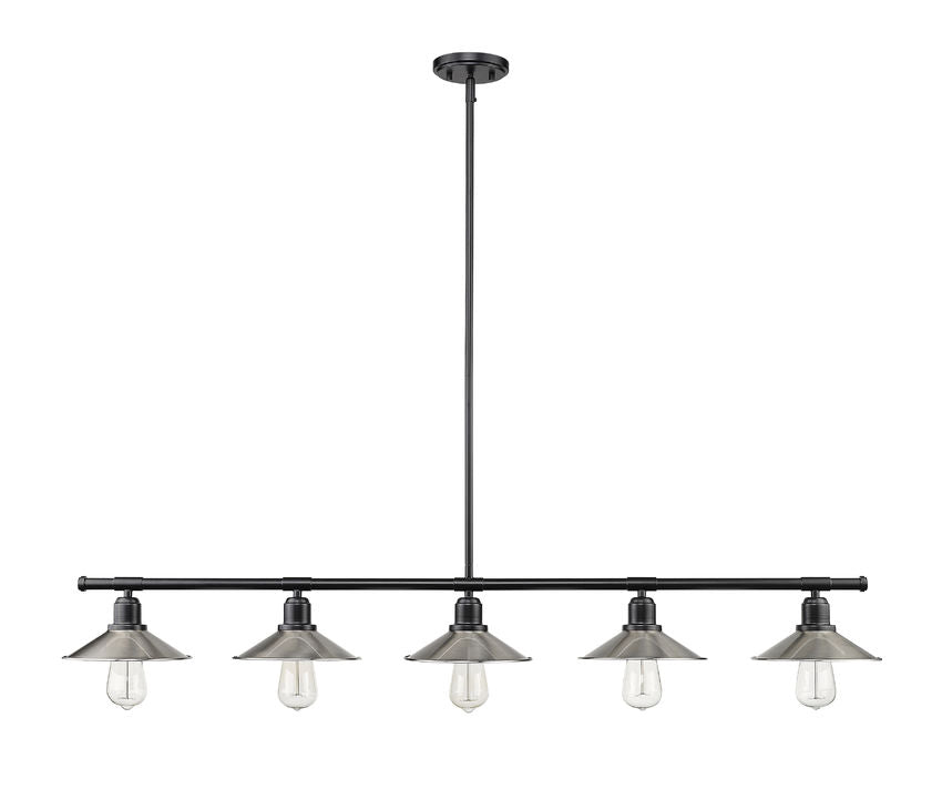 Z-Lite Casa 8" 5-Light Matte Black Island Light With Brushed Nickel Steel Shade
