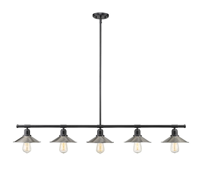 Z-Lite Casa 8" 5-Light Matte Black Island Light With Brushed Nickel Steel Shade