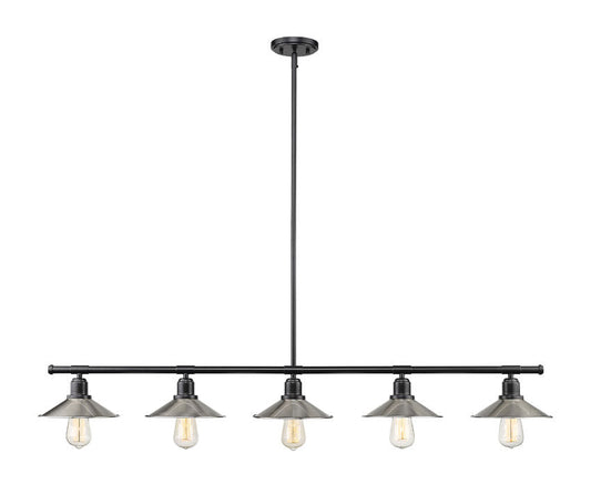 Z-Lite Casa 8" 5-Light Matte Black Island Light With Brushed Nickel Steel Shade