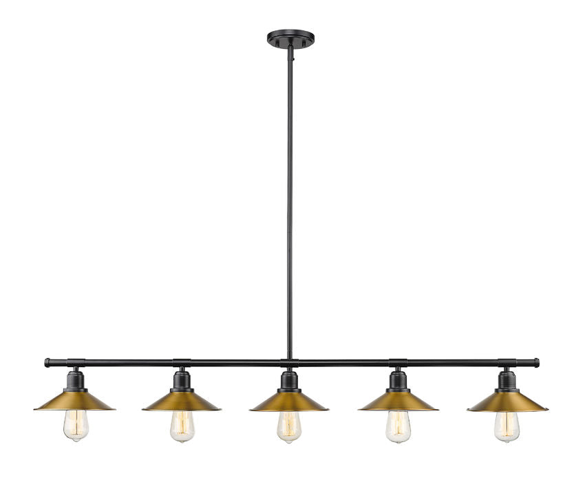 Z-Lite Casa 8" 5-Light Matte Black Island Light With Factory Brass Steel Shade