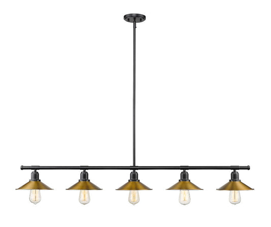 Z-Lite Casa 8" 5-Light Matte Black Island Light With Factory Brass Steel Shade