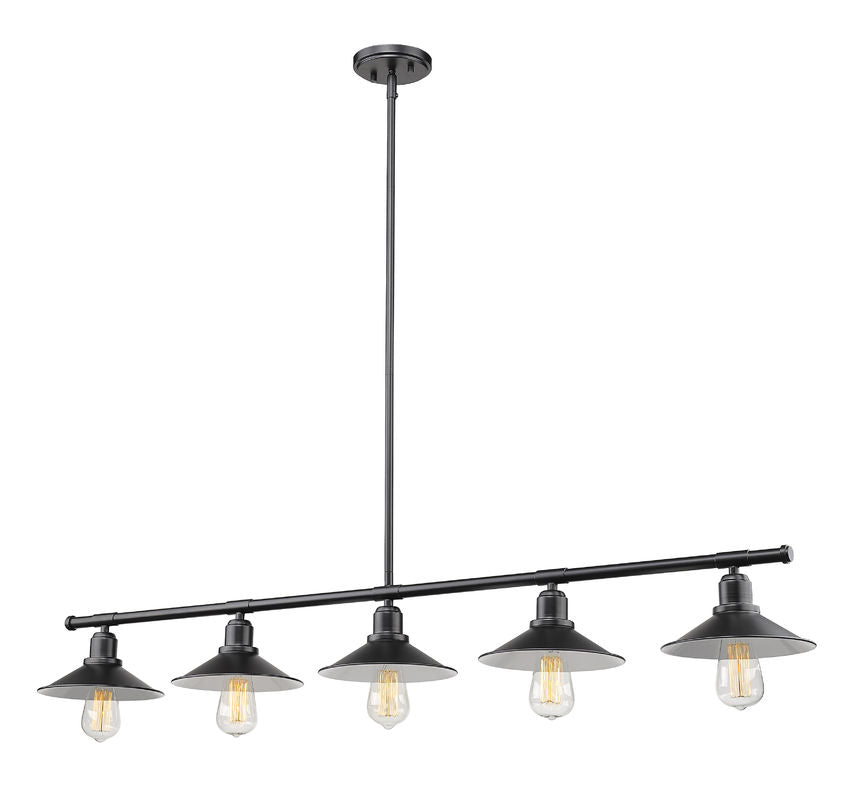 Z-Lite Casa 8" 5-Light Matte Black Steel Island Light