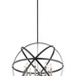 Z-Lite Cavallo 30" 8-Light Hammered Black and Chrome Steel Pendant Light