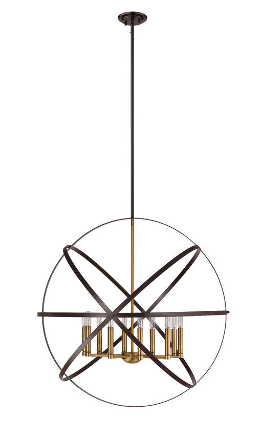 Z-Lite Cavallo 36" 10-Light Hammered Black and Olde Brass Steel Pendant Light