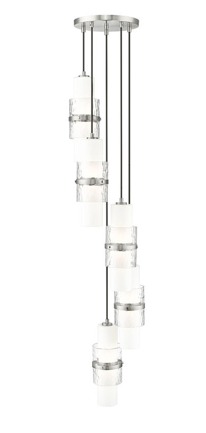 Z-Lite Cayden 12" 5-Light Brushed Nickel and Clear With Etched Opal Glass Shade Chandelier