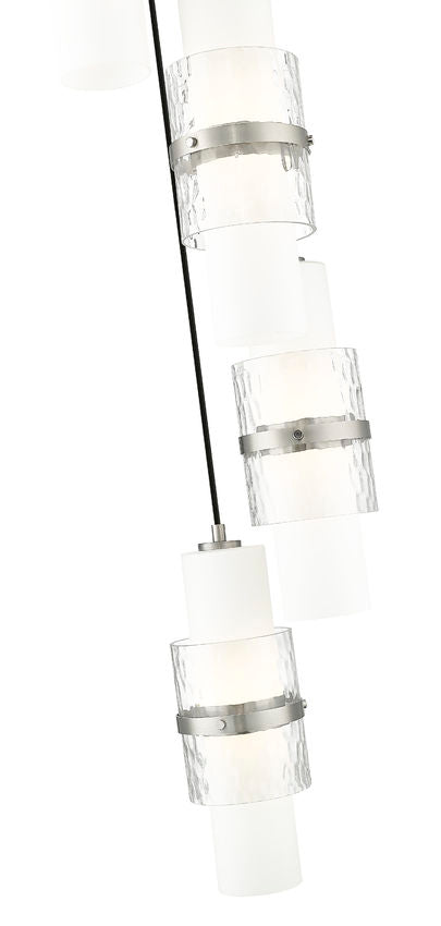 Z-Lite Cayden 12" 5-Light Brushed Nickel and Clear With Etched Opal Glass Shade Chandelier