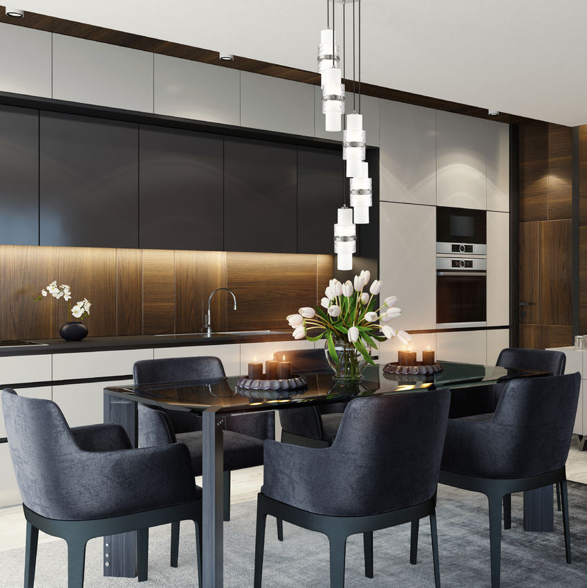 Z-Lite Cayden 12" 5-Light Brushed Nickel and Clear With Etched Opal Glass Shade Chandelier